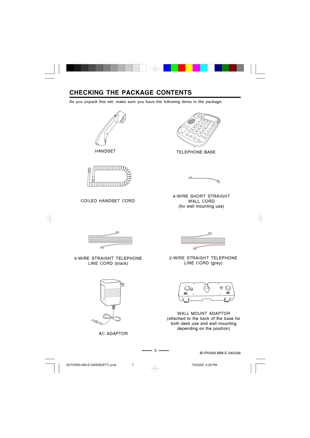 Lenoxx Electronics PH568 operating instructions Checking the Package Contents 