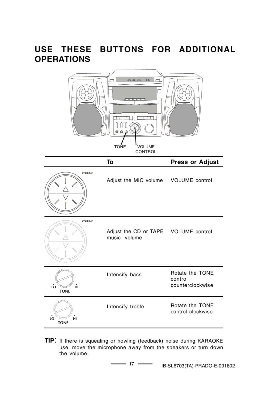 Lenoxx Electronics SL-6703 manual 17IB-SL6703TA-PRADO-E-091802 