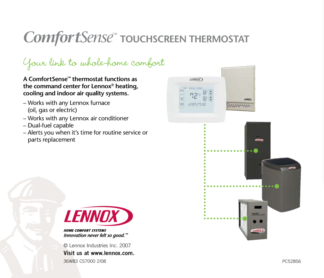 Lenoxx Electronics Touchscreen Thermostat manual Your link to whole-home comfort 