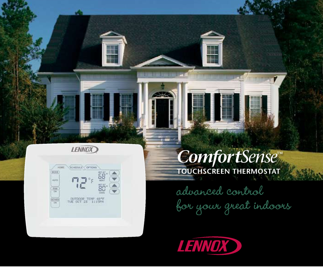 Lenoxx Electronics Touchscreen Thermostat manual advanced control, ComfortSense, for your great indoors 