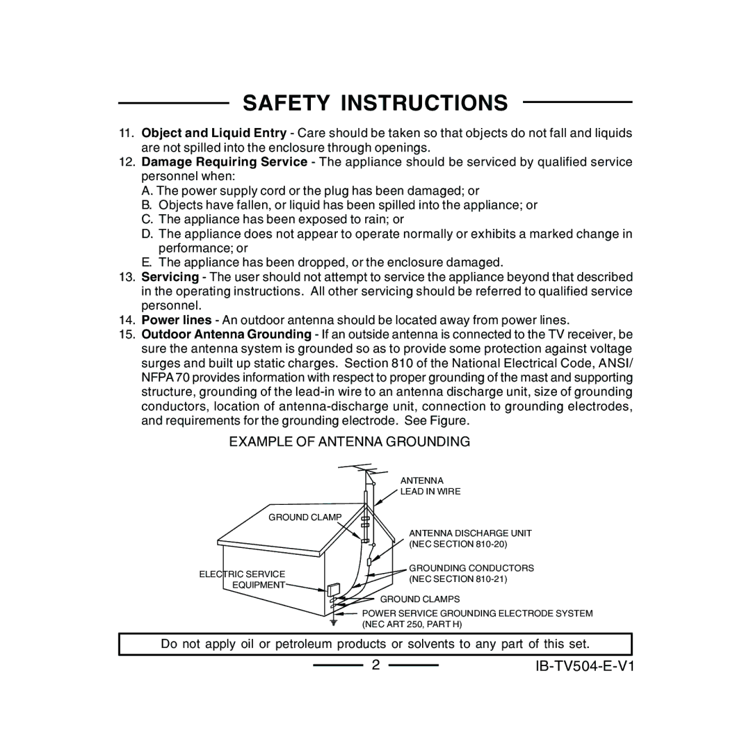 Lenoxx Electronics TV-504 operating instructions 2IB-TV504-E-V1 