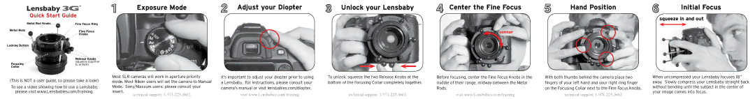 Lensbabies 3G manual Quick Start Guide, Squeeze in and out 