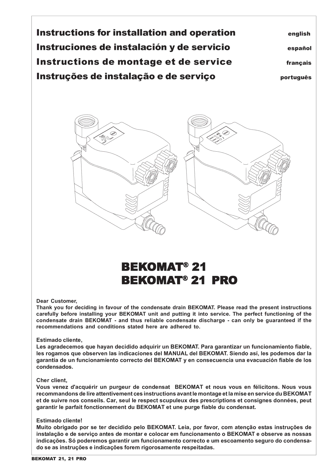 Leupold manual Bekomat Bekomat 21 PRO, English Español Français Português 