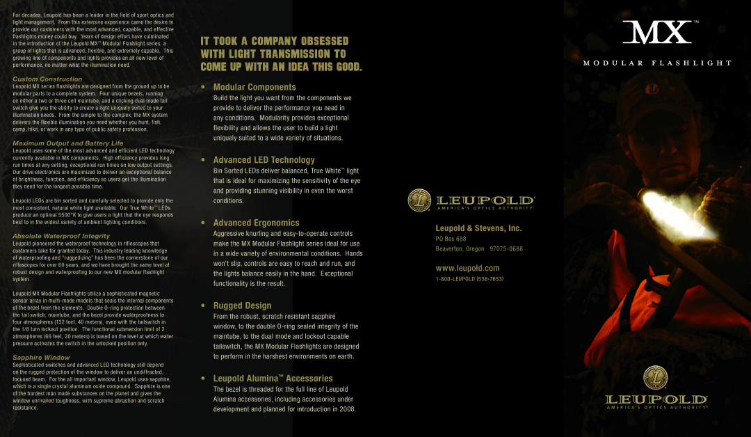 Leupold Alumina manual Modular Components, Advanced LED Technology, Advanced Ergonomics, Rugged Design 