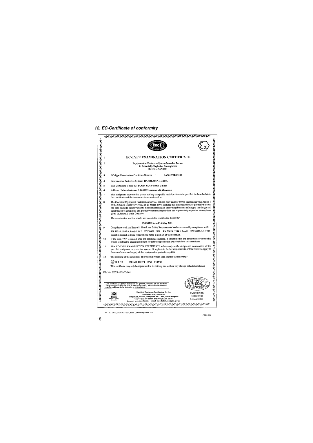 Leupold H-4 DC A instruction manual EC-Certificate of conformity 