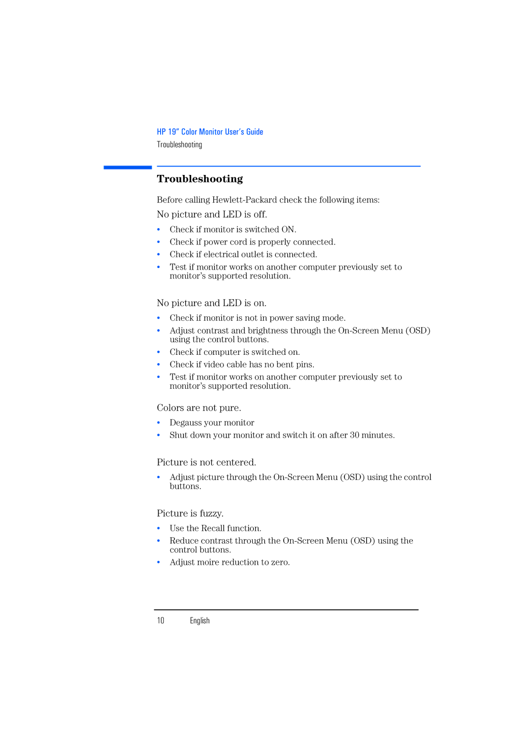 Leupold HP92, P4815 manual Troubleshooting, No picture and LED is off 