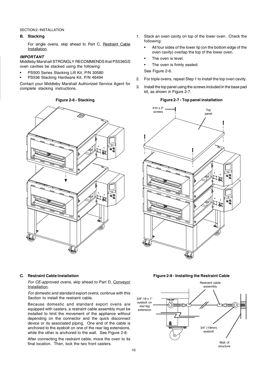 Leupold PS536GS manual Stacking, Restraint Cable Installation 