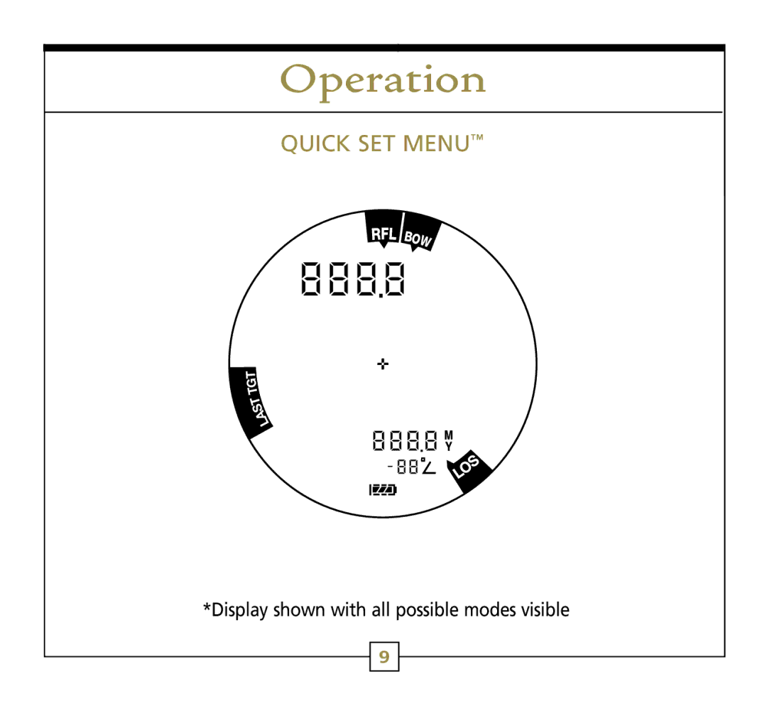 Leupold Rx-600, Rx-750 operation manual Operation, Quick Set Menu 