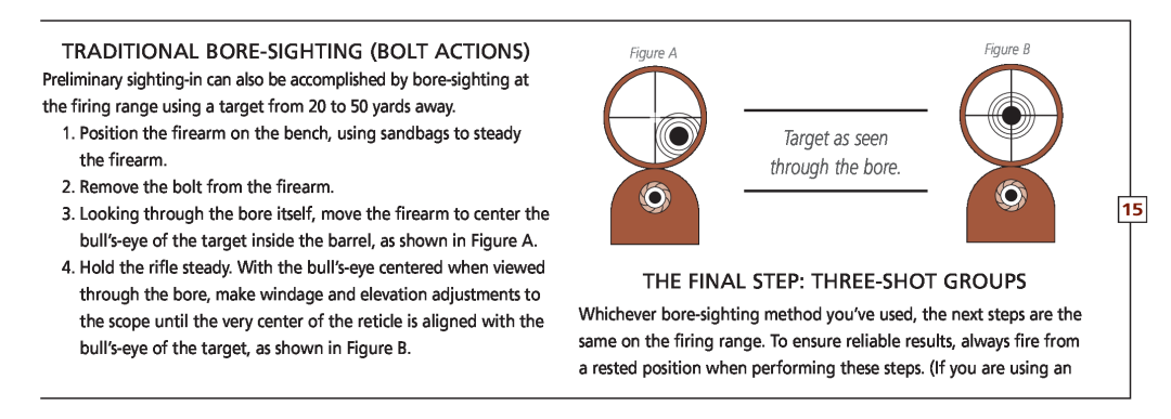 Leupold FX-ll Traditional bore-sighting Bolt Actions, Target as seen through the bore, The final step three-shot groups 