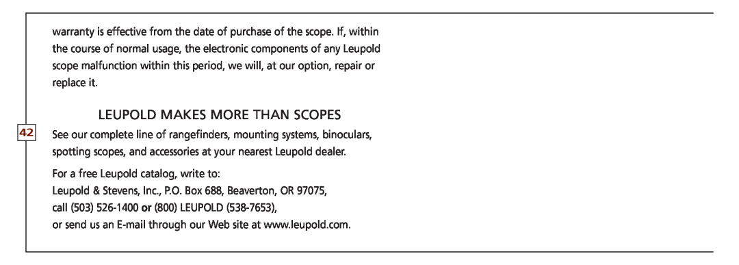 Leupold VX-II, FX-ll, FX-I, FX-3, FXTM-I, VX-3 owner manual Leupold makes more than scopes 