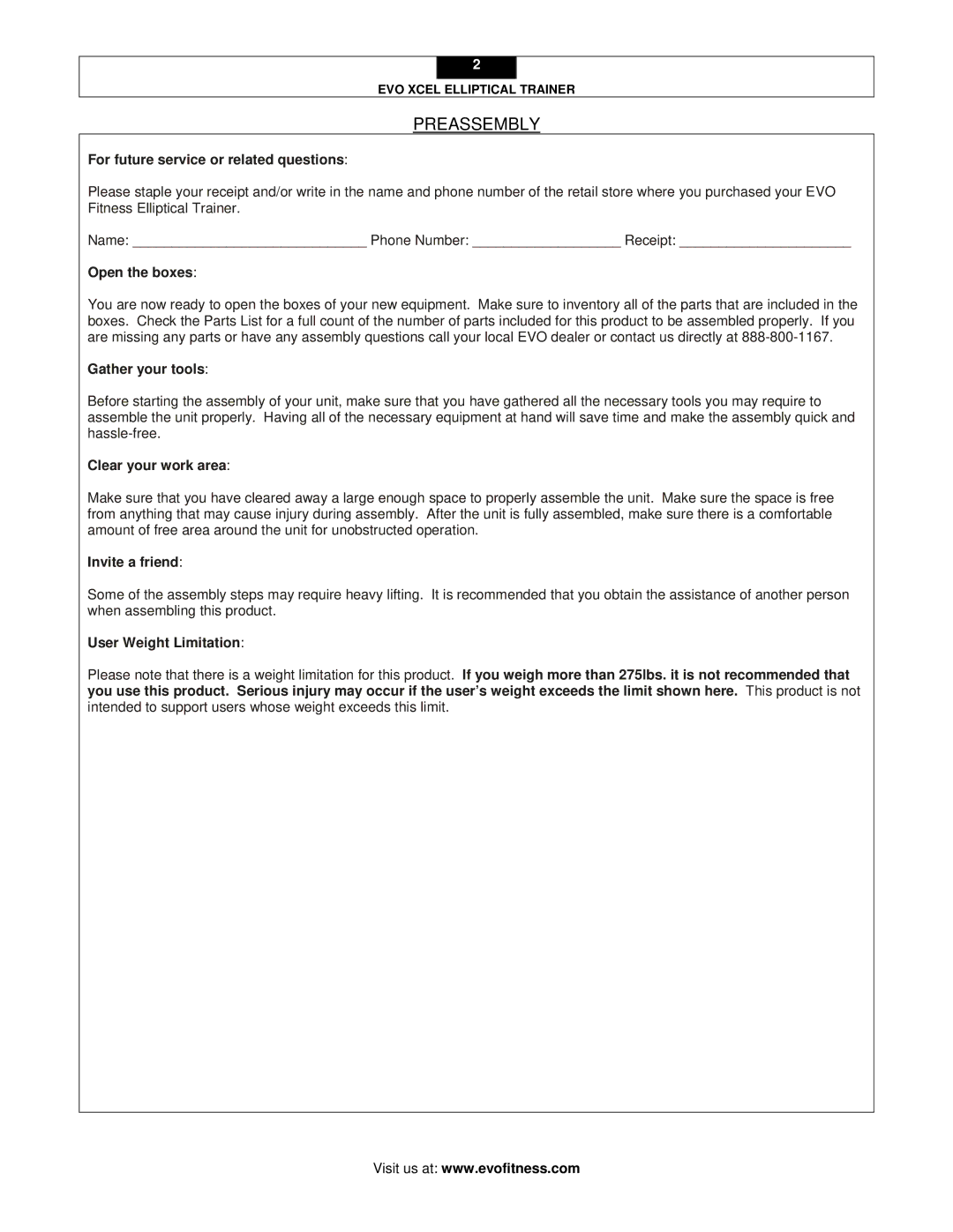 Leupold XCEL user manual Preassembly 