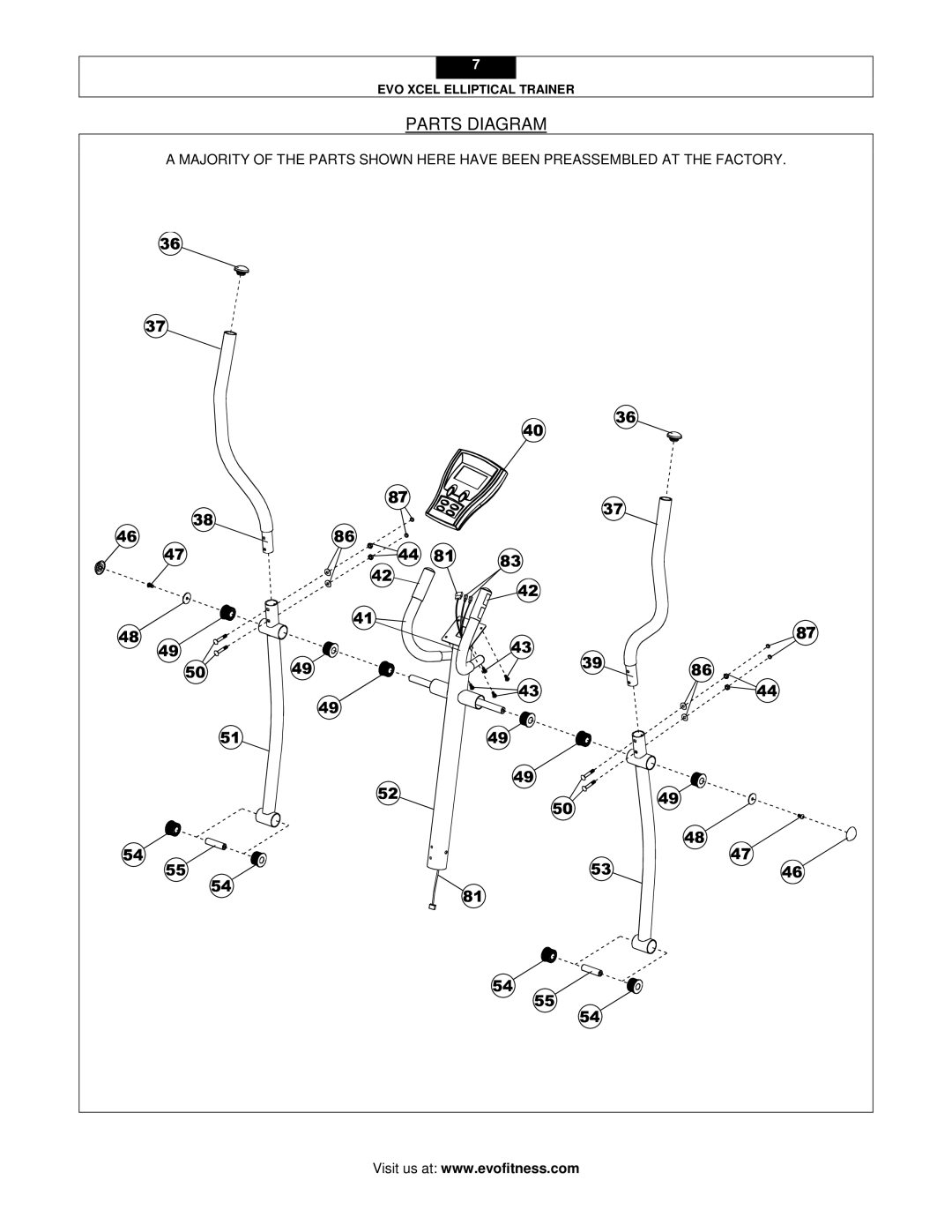 Leupold XCEL user manual Parts Diagram 