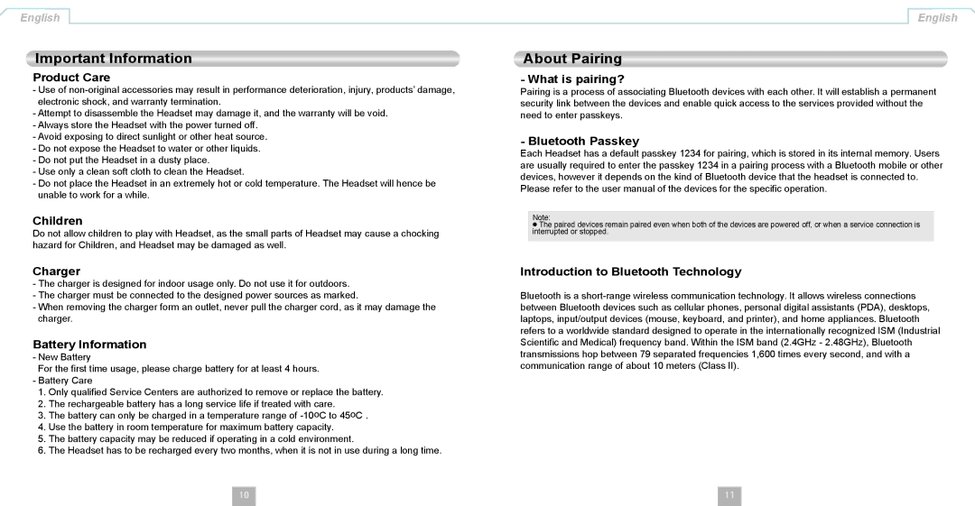 LevelOne BLH-1100 manual Important Information, About Pairing 