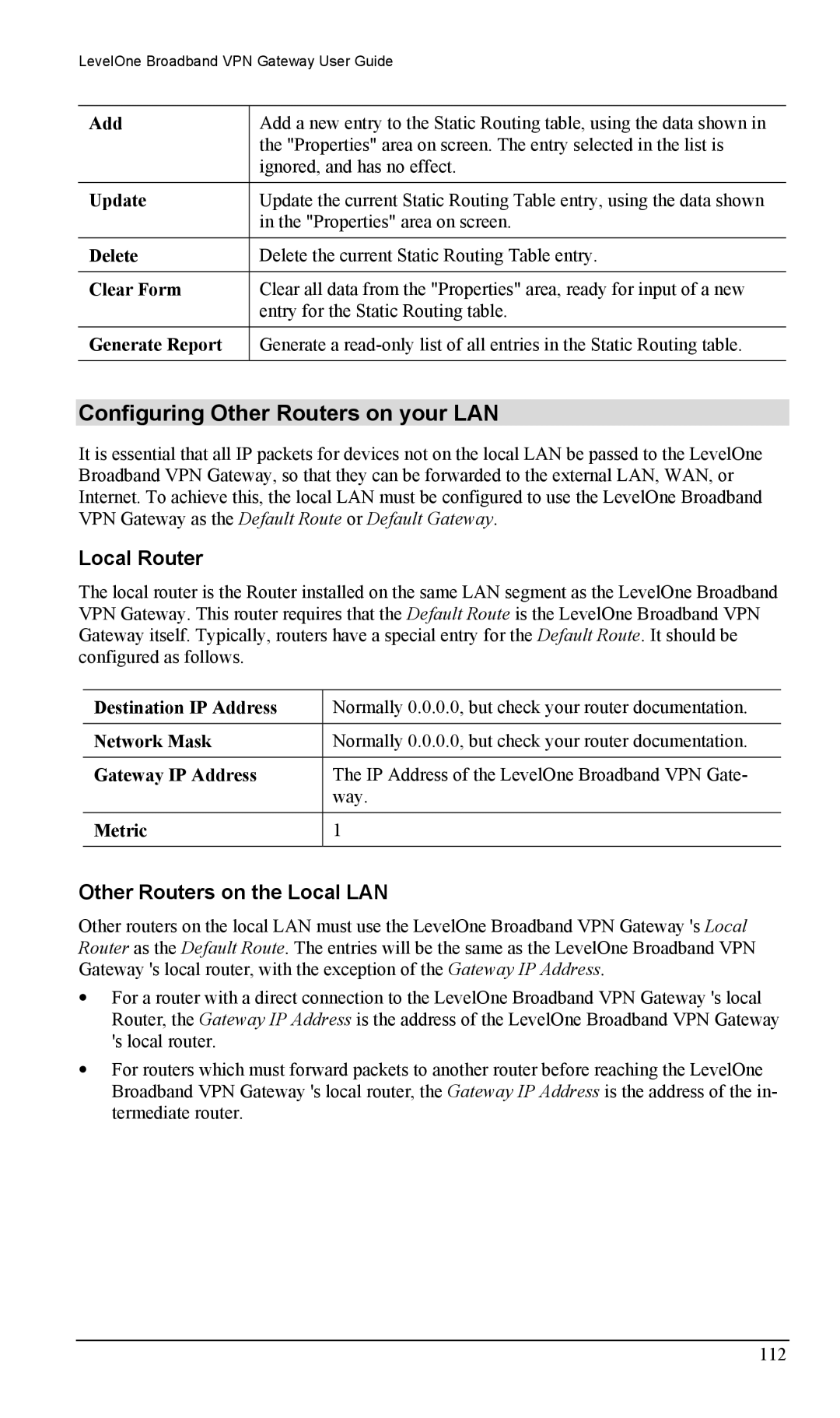 LevelOne FBR-1404TX user manual Configuring Other Routers on your LAN, Local Router, Other Routers on the Local LAN 