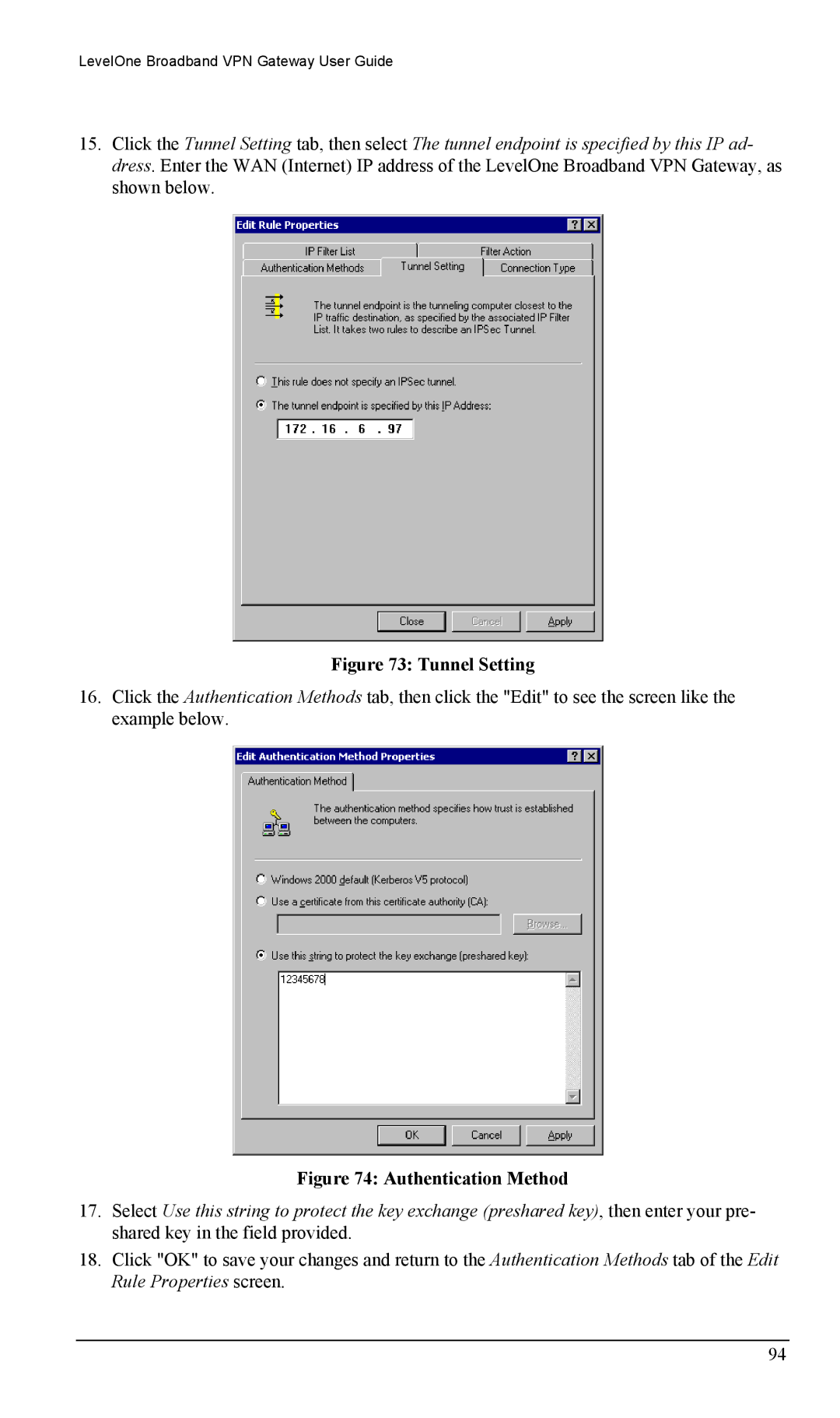 LevelOne FBR-1404TX user manual Tunnel Setting 