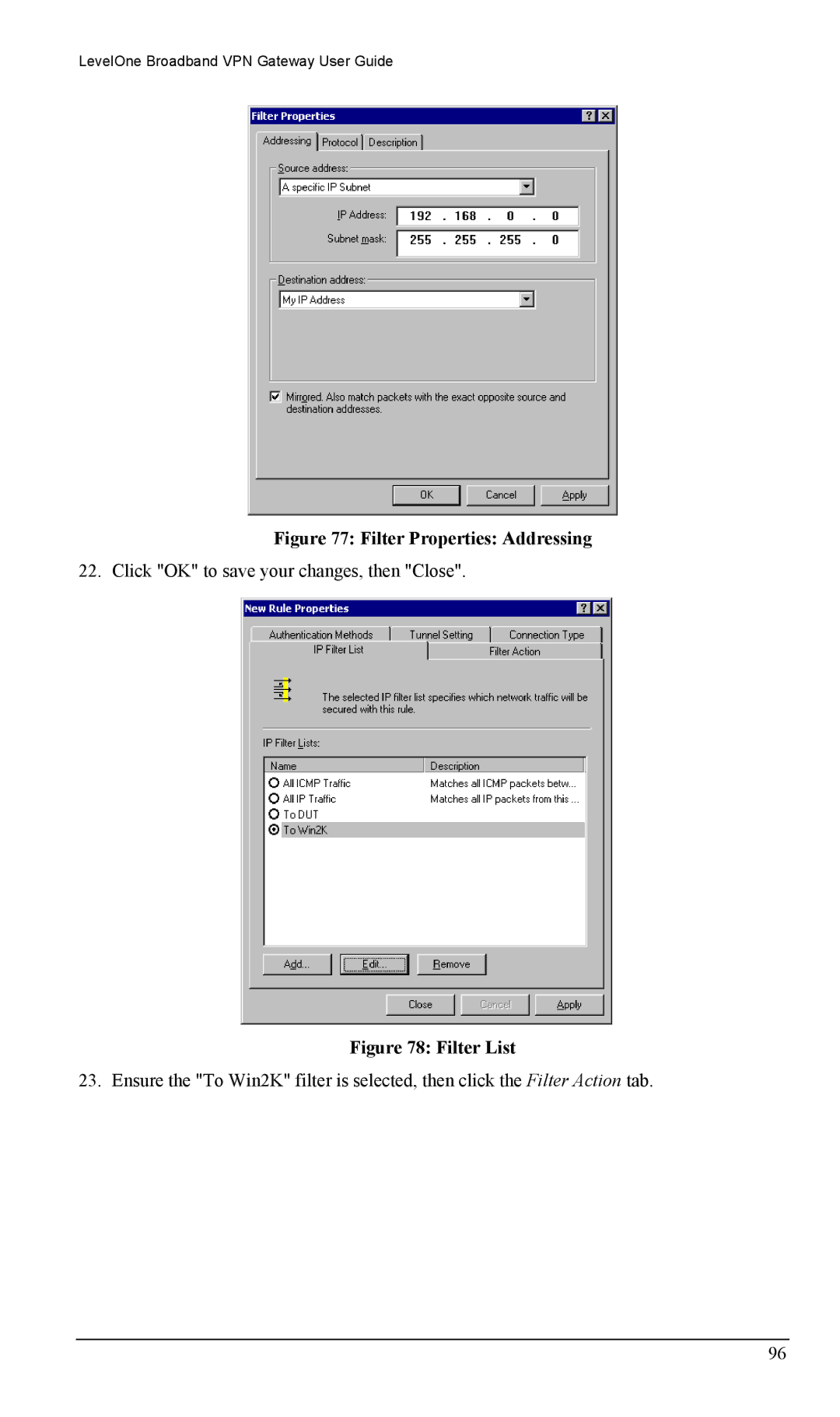 LevelOne FBR-1404TX user manual Filter List 