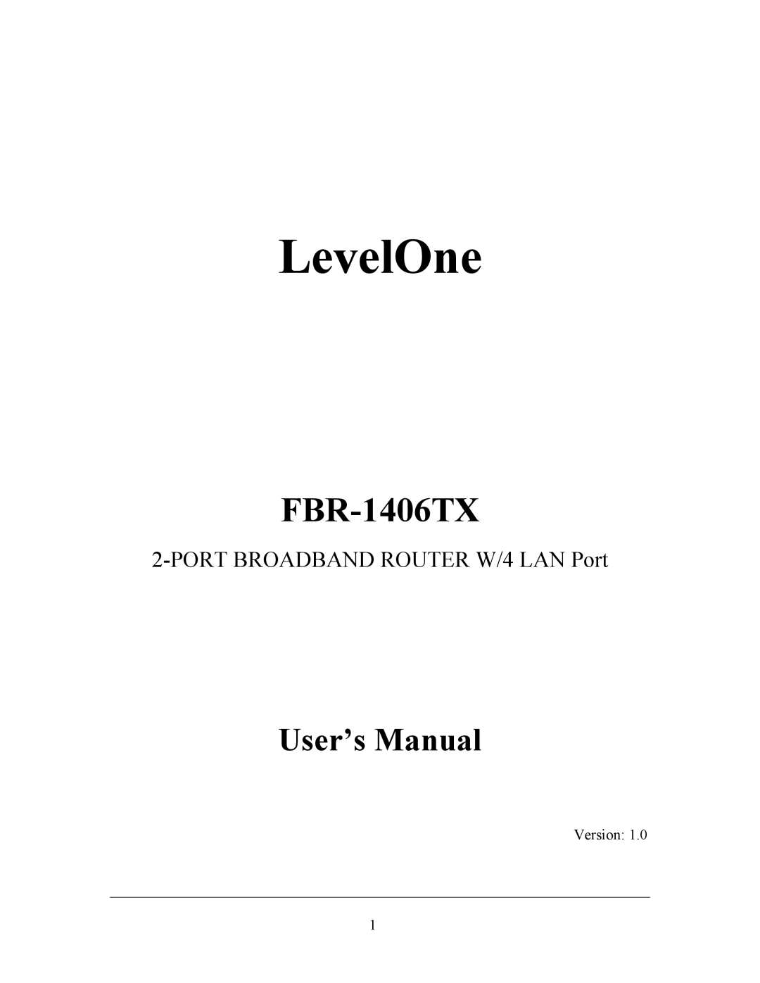 LevelOne FBR-1406TX manual LevelOne, Version 