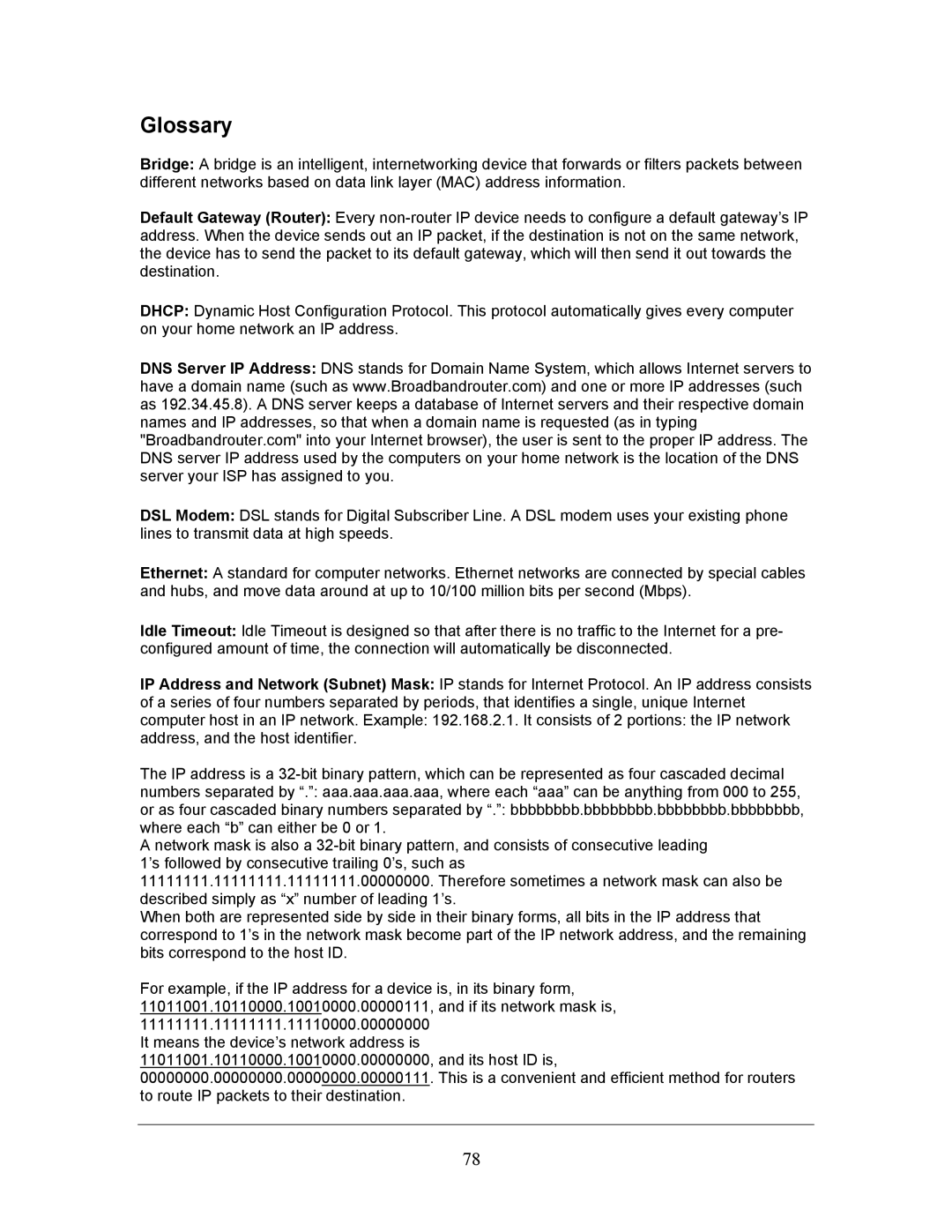 LevelOne FBR-1406TX manual Glossary 