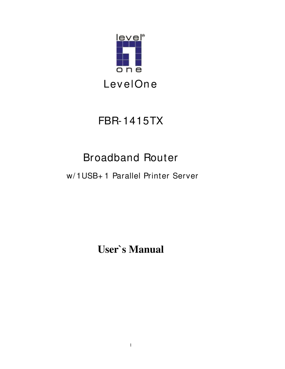 LevelOne FBr-1415TX user manual LevelOne 