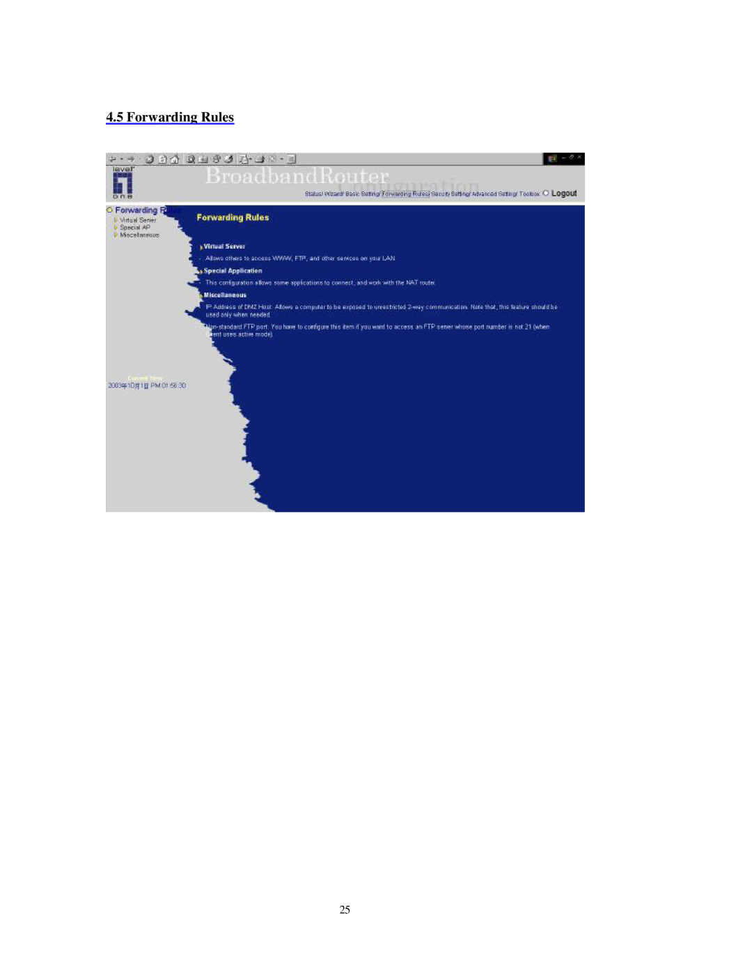 LevelOne FBr-1415TX user manual Forwarding Rules 