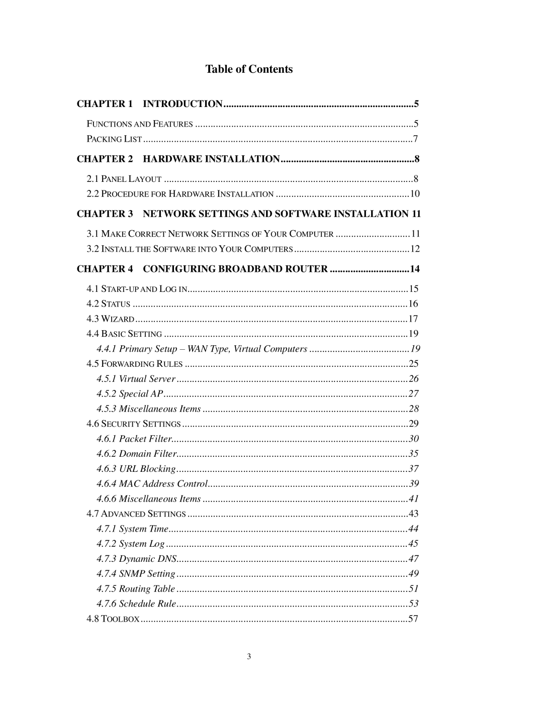 LevelOne FBr-1415TX user manual Table of Contents 