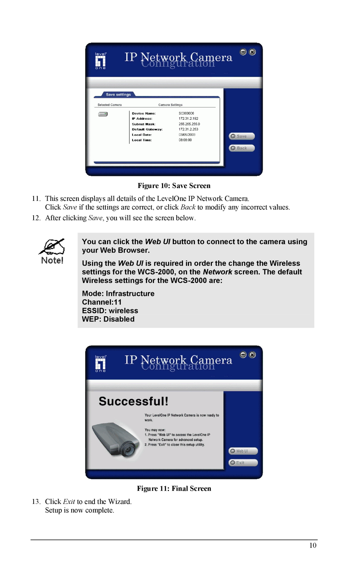 LevelOne WCS-2000, FCS-1000 user manual Save Screen 