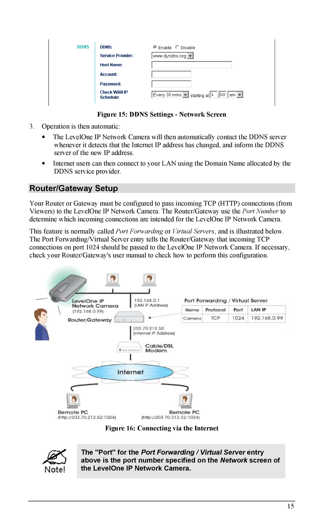 LevelOne FCS-1000, WCS-2000 user manual Router/Gateway Setup, Ddns Settings Network Screen 