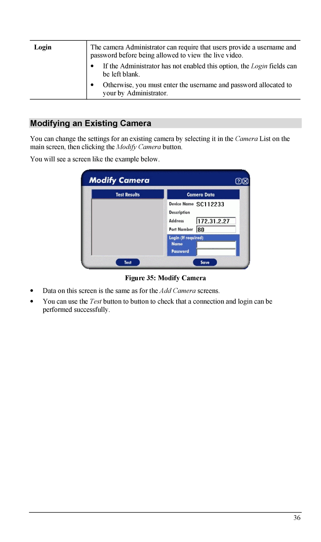 LevelOne WCS-2000, FCS-1000 user manual Modifying an Existing Camera, Modify Camera 