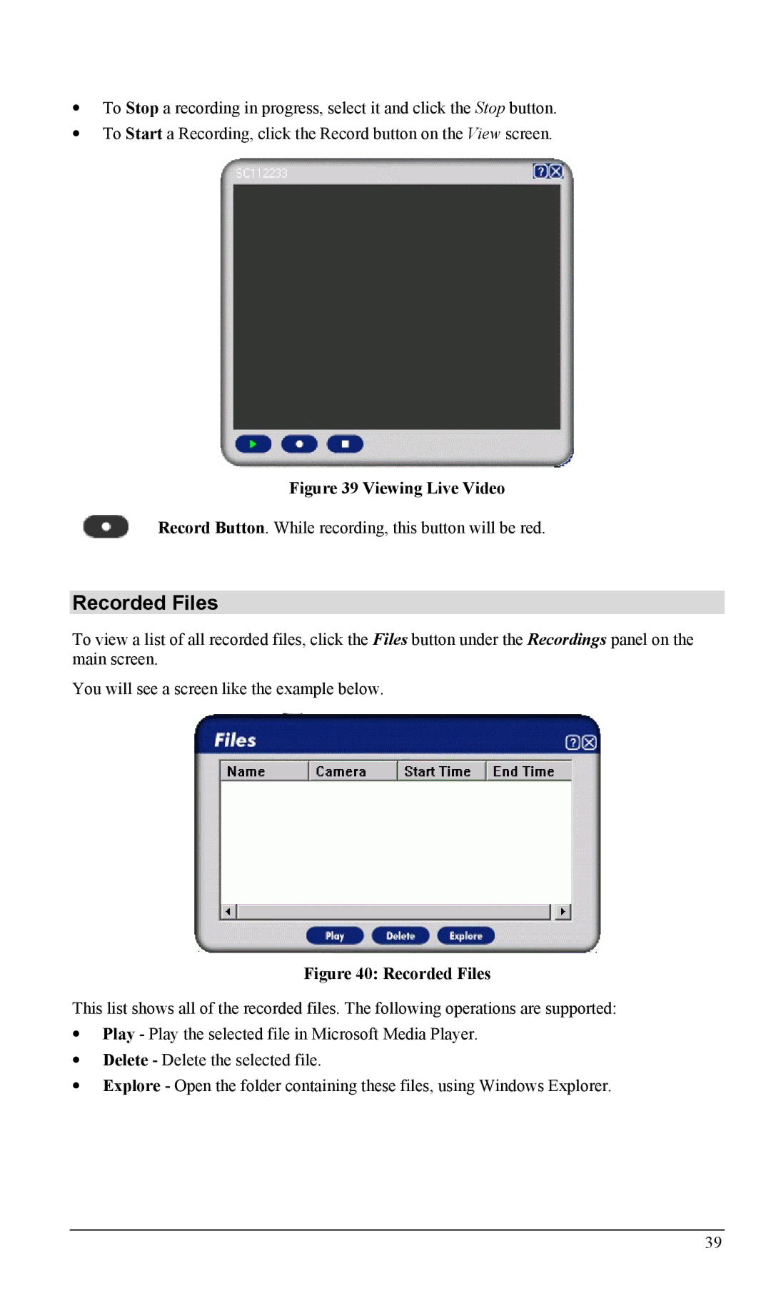 LevelOne FCS-1000, WCS-2000 user manual Recorded Files 