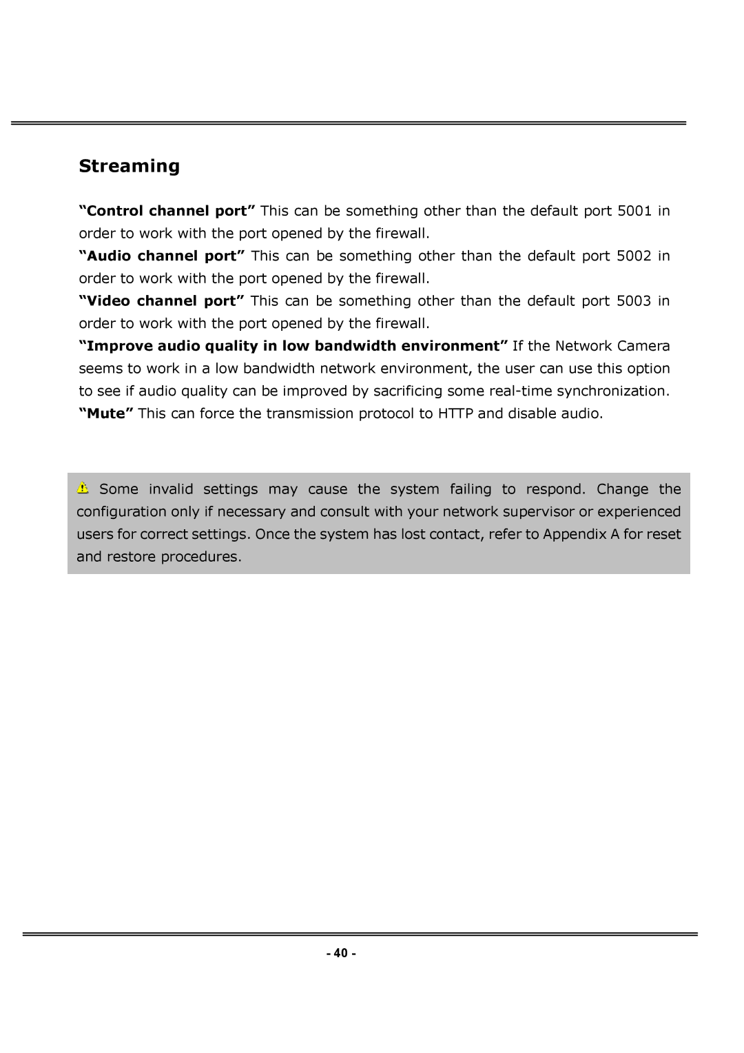 LevelOne FCS-1030 user manual Streaming 