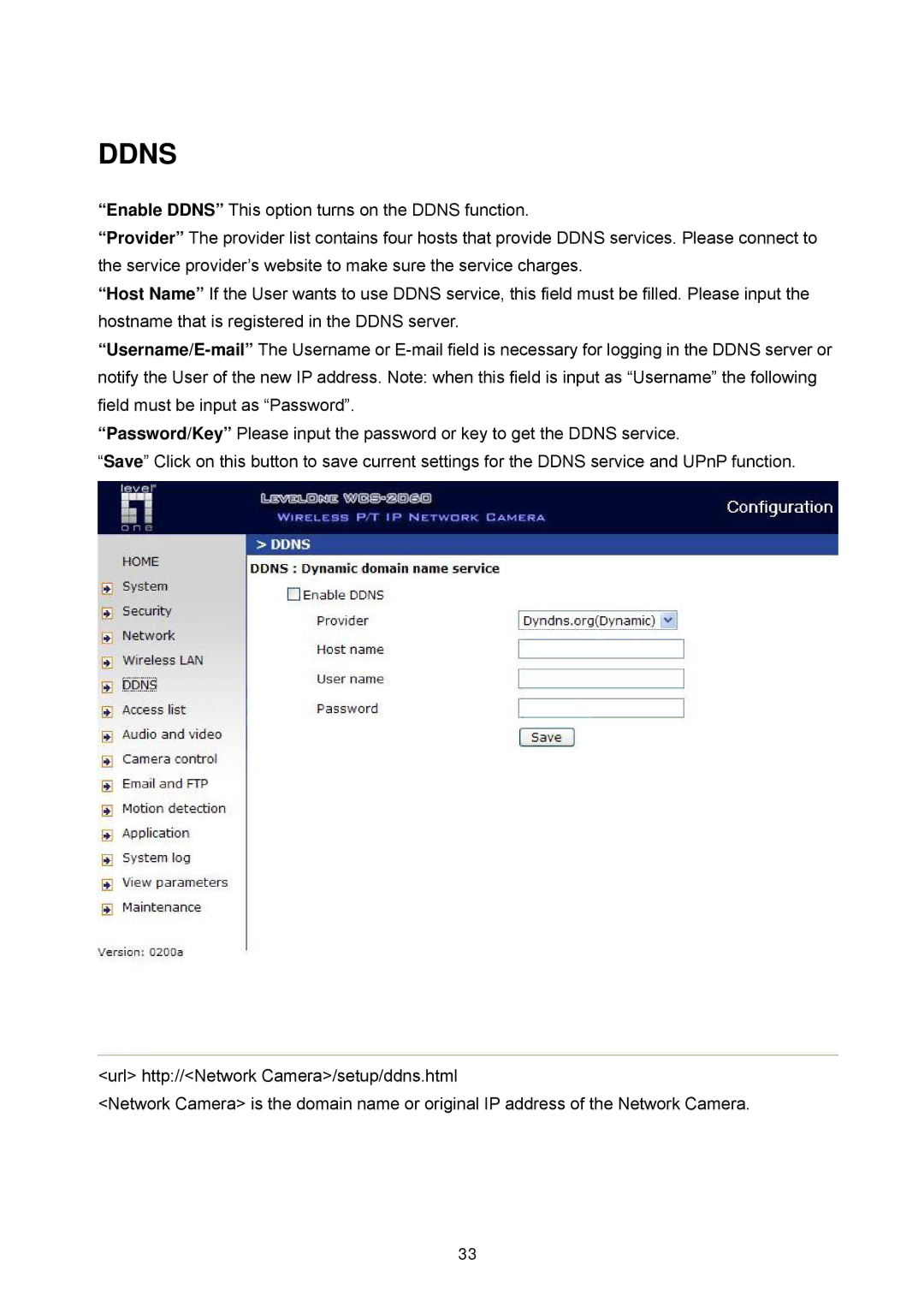 LevelOne WCS-2060, FCS-1060 user manual Ddns 