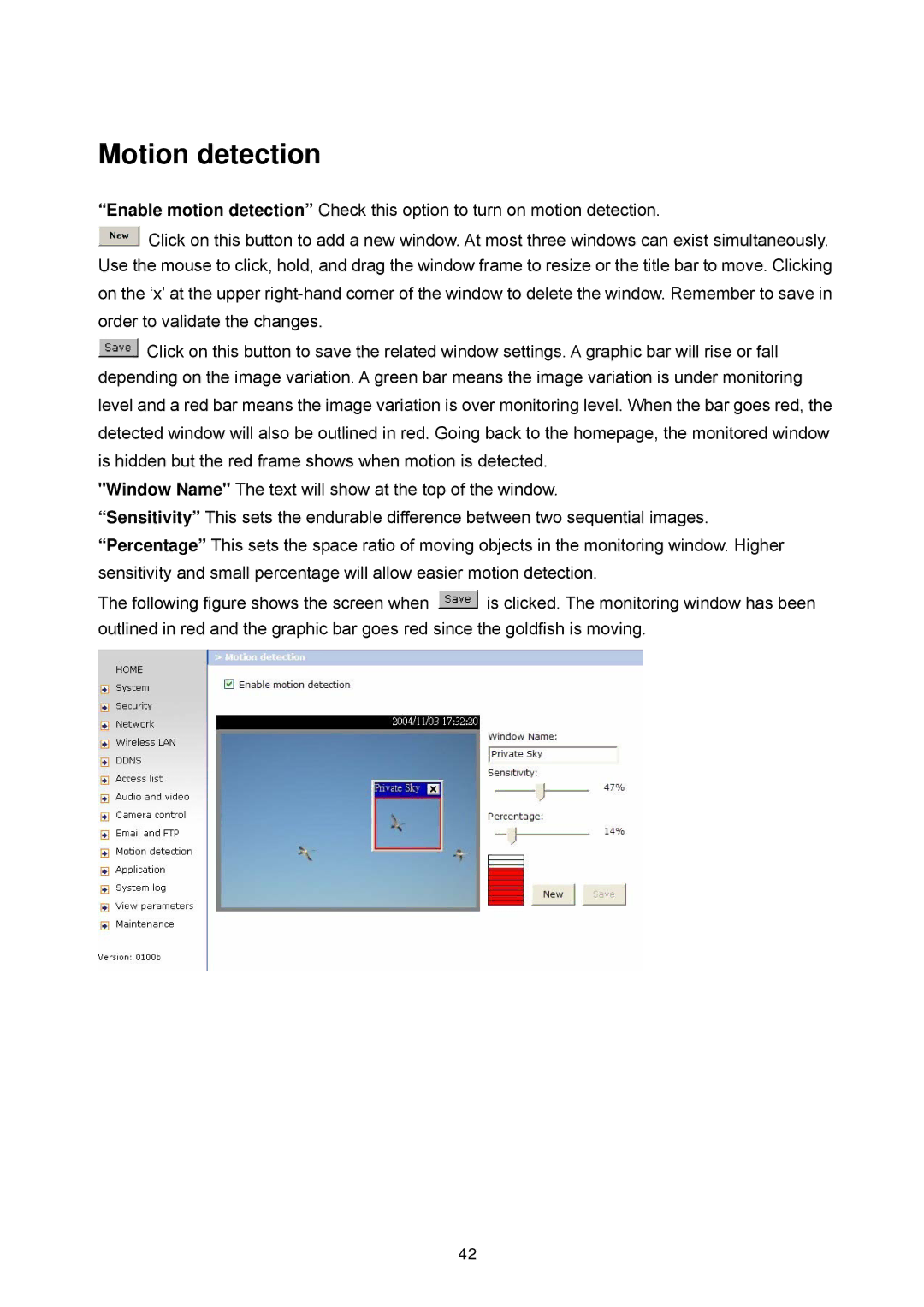 LevelOne FCS-1060, WCS-2060 user manual Motion detection 