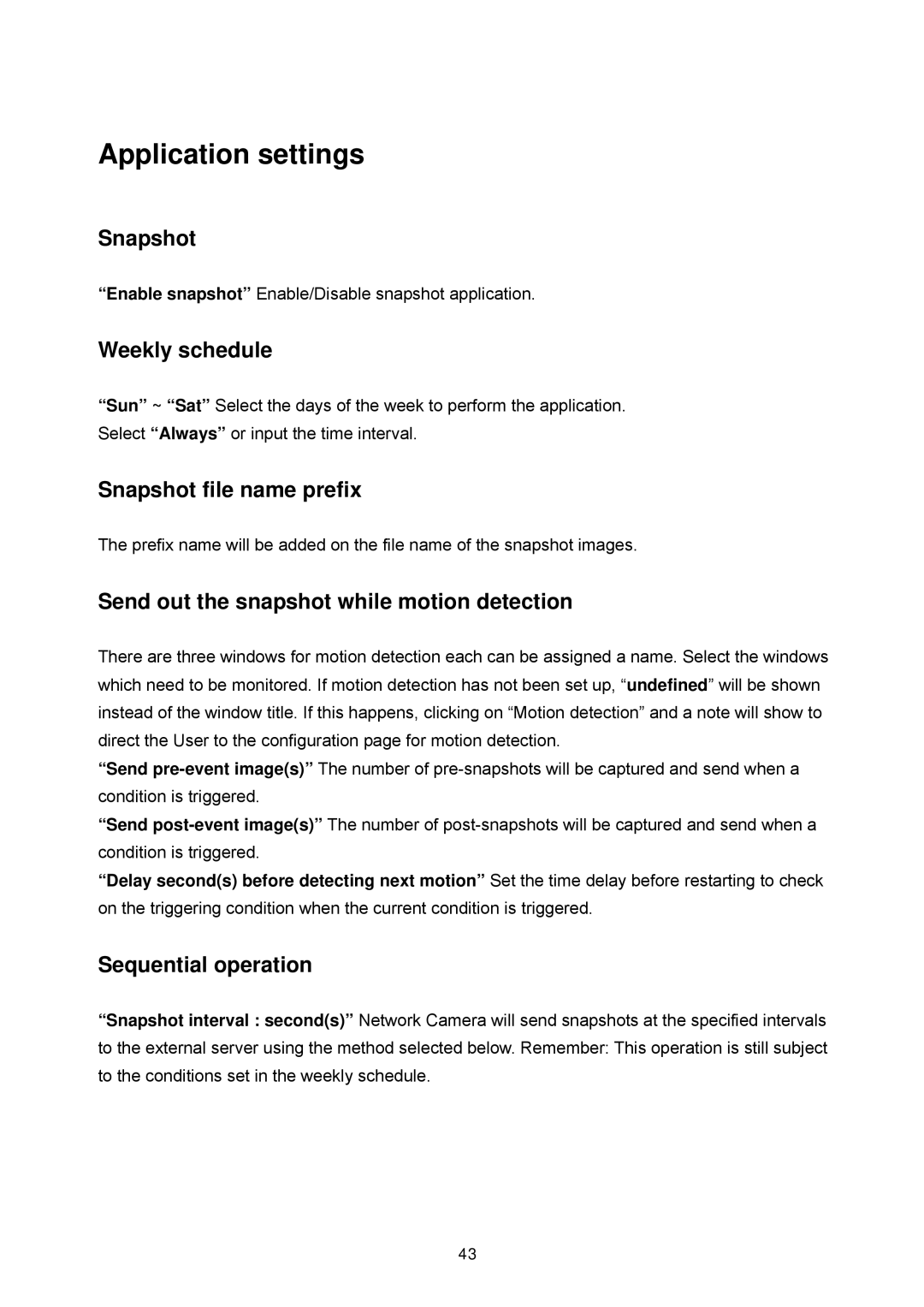 LevelOne WCS-2060, FCS-1060 user manual Application settings 