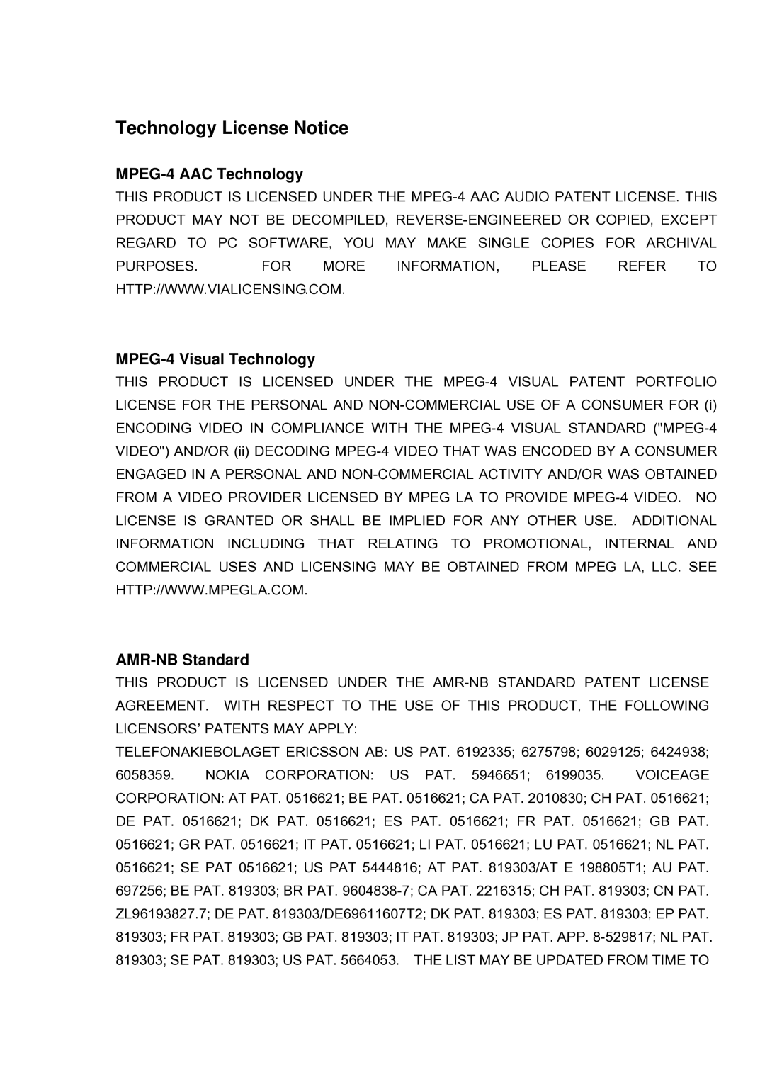 LevelOne FCS-5030 user manual Technology License Notice, MPEG-4 AAC Technology 