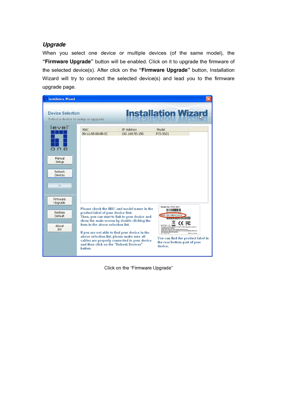 LevelOne FCS-5030 user manual Upgrade 