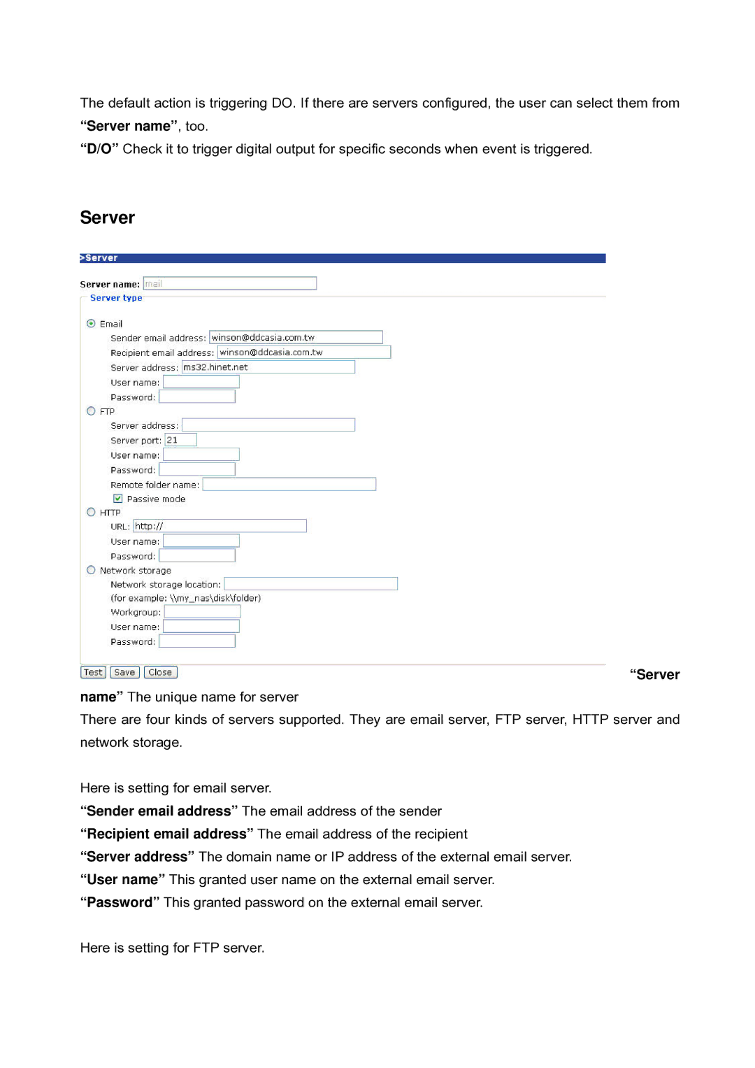 LevelOne FCS-5030 user manual Server 