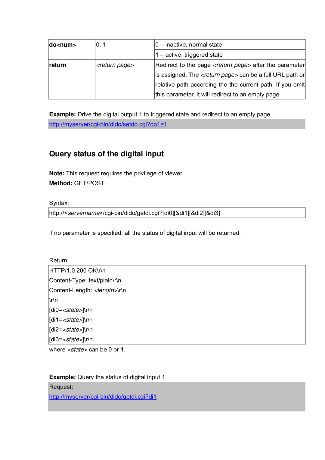 LevelOne FCS-5030 user manual Query status of the digital input, Donum 