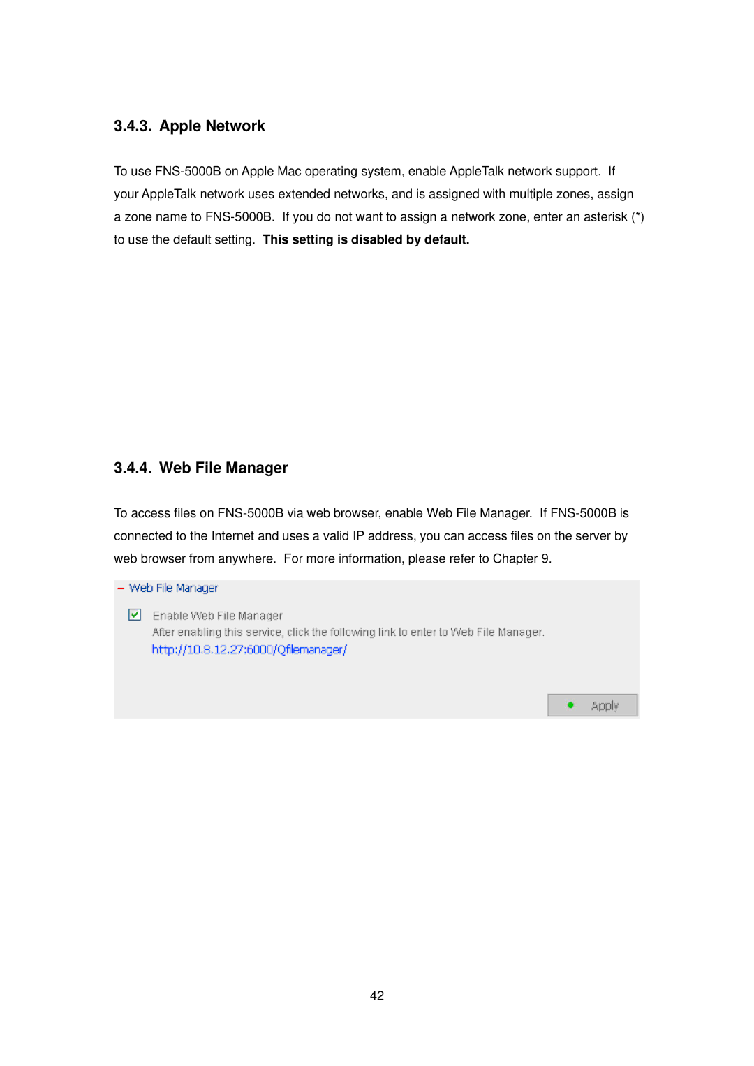 LevelOne FNS-5000B manual Apple Network, Web File Manager 