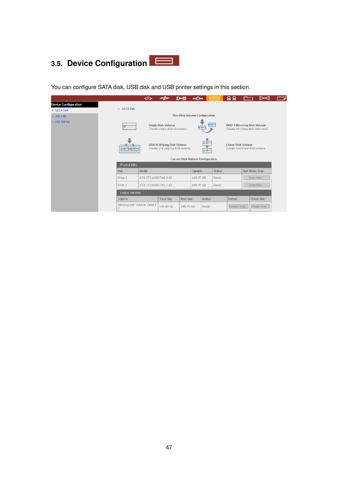 LevelOne FNS-5000B manual Device Configuration 