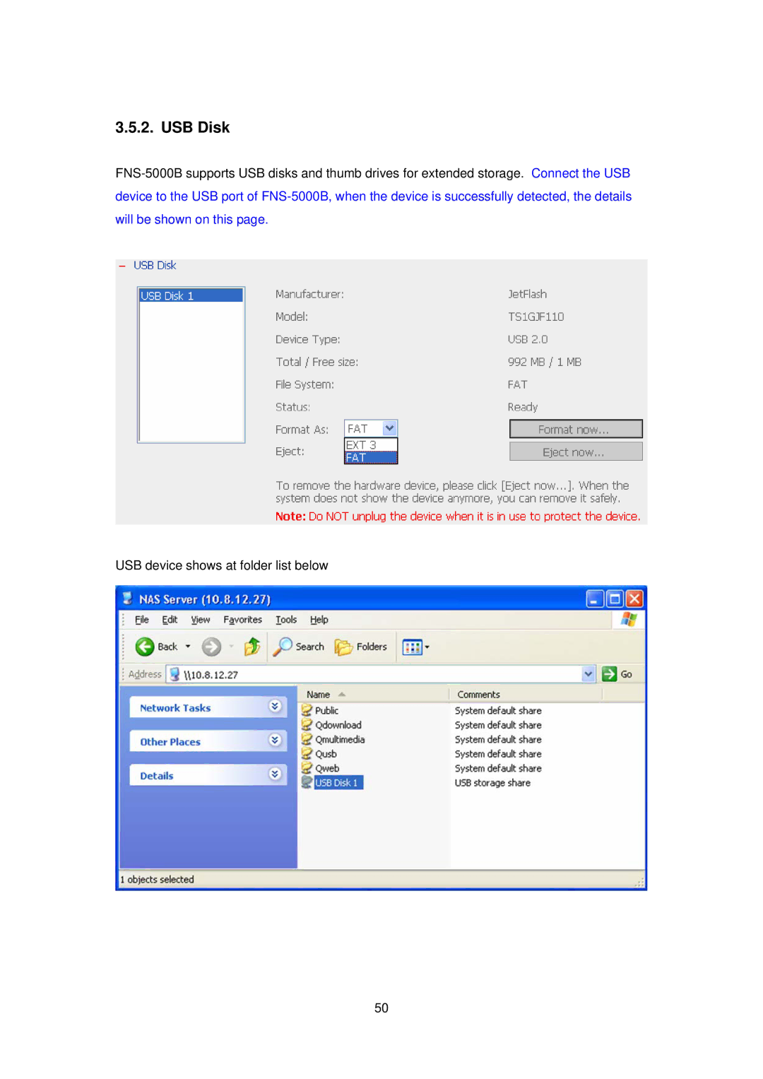 LevelOne FNS-5000B manual USB Disk 