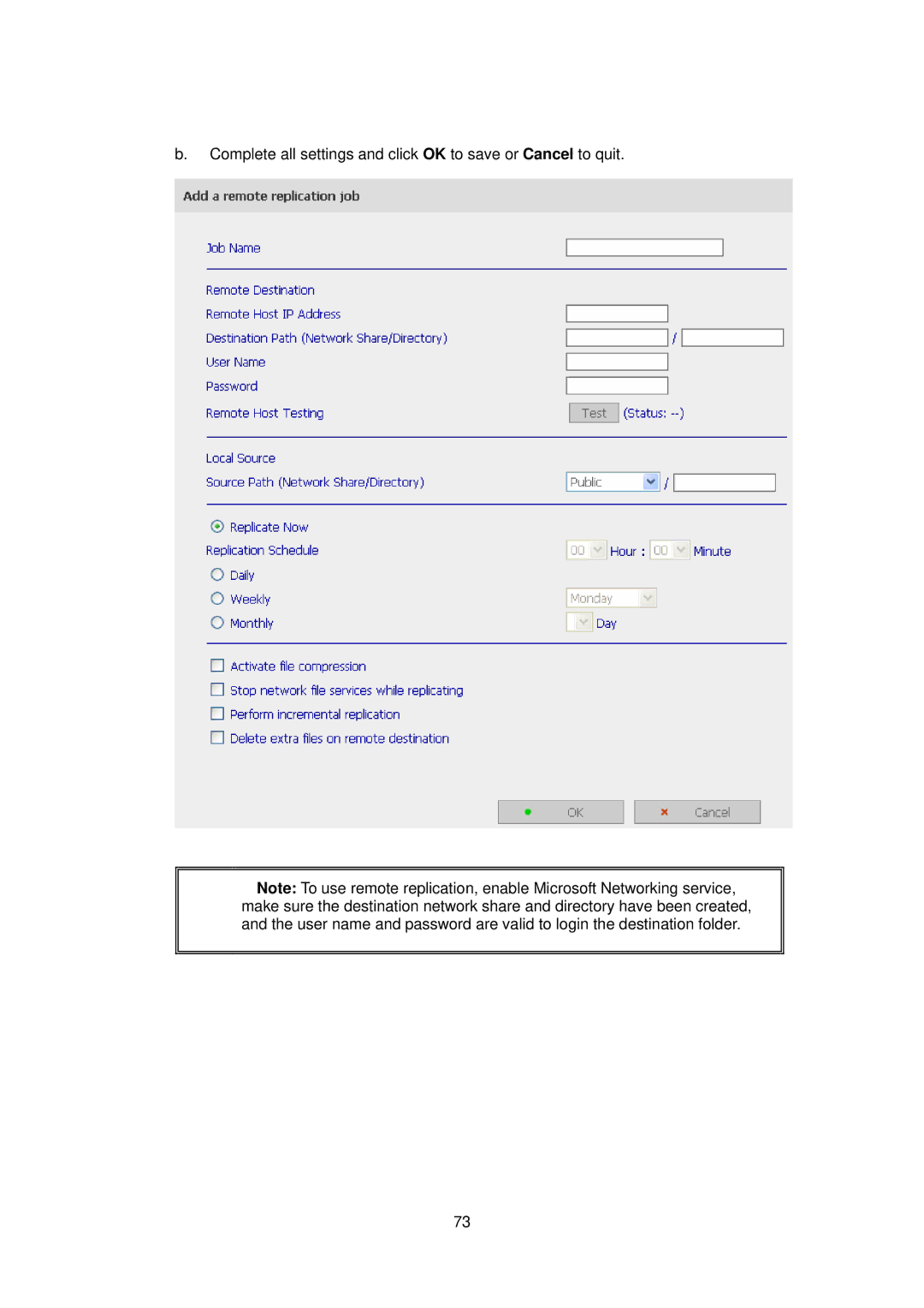 LevelOne FNS-5000B manual Complete all settings and click OK to save or Cancel to quit 