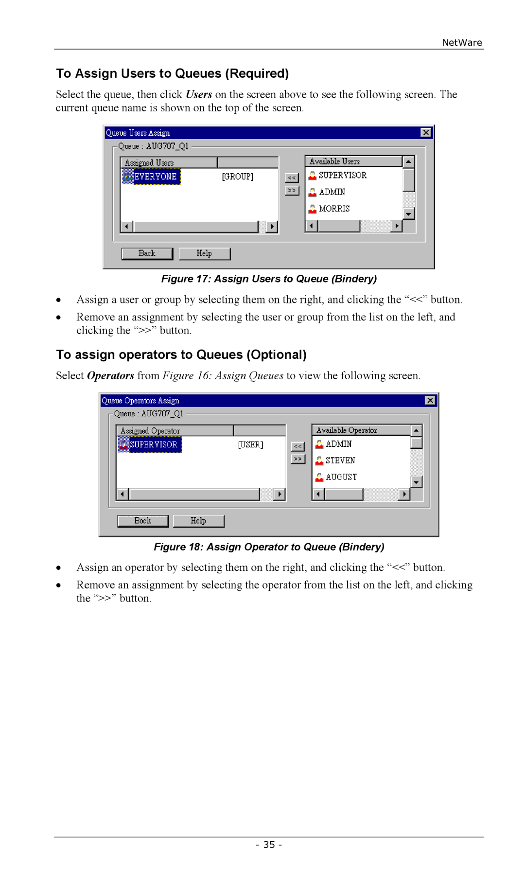 LevelOne FPS-2101USB, FPS-2003TXU, FPS-2111TXU To Assign Users to Queues Required, To assign operators to Queues Optional 