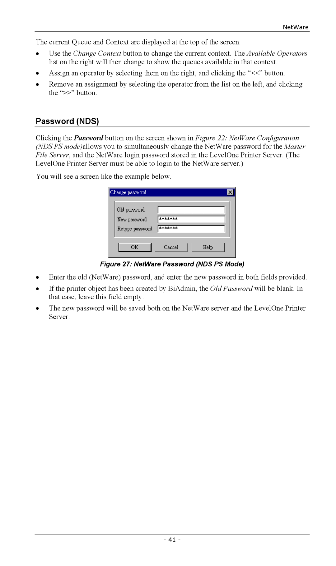 LevelOne FPS-2101USB, FPS-2003TXU, FPS-2111TXU, FPS-2013TXU, FPS-2101TXU, EPS-3001TU manual NetWare Password NDS PS Mode 