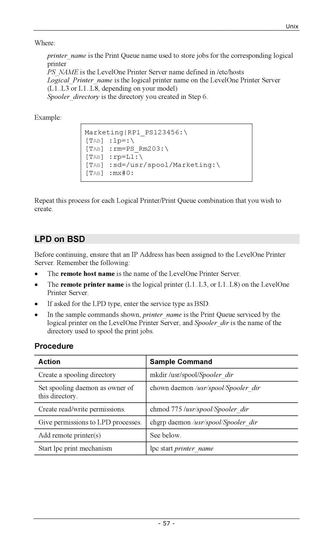 LevelOne FPS-2003TXU, FPS-2111TXU, FPS-2101USB, FPS-2013TXU, FPS-2101TXU, EPS-3001TU manual LPD on BSD 