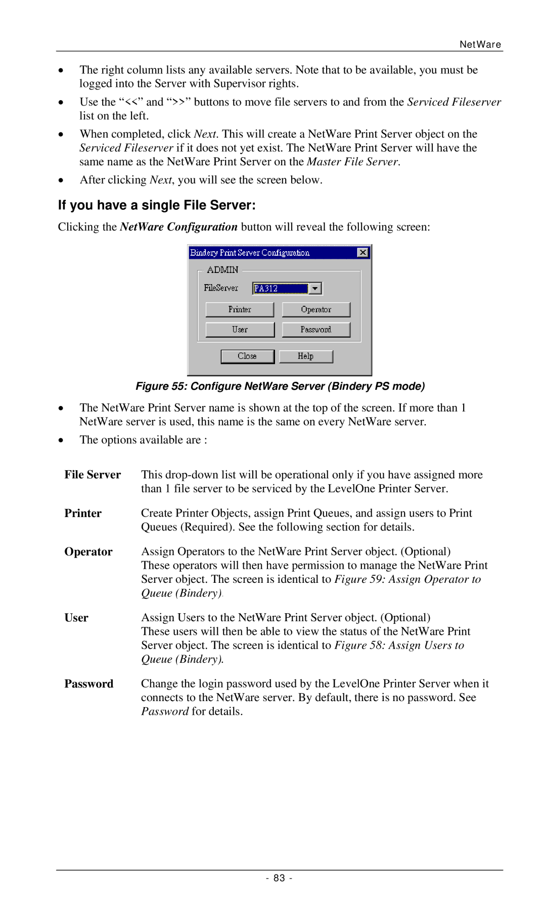 LevelOne FPS-3002USB, FPS-2112, FPS-3001TXU manual If you have a single File Server, Printer, Operator, User 