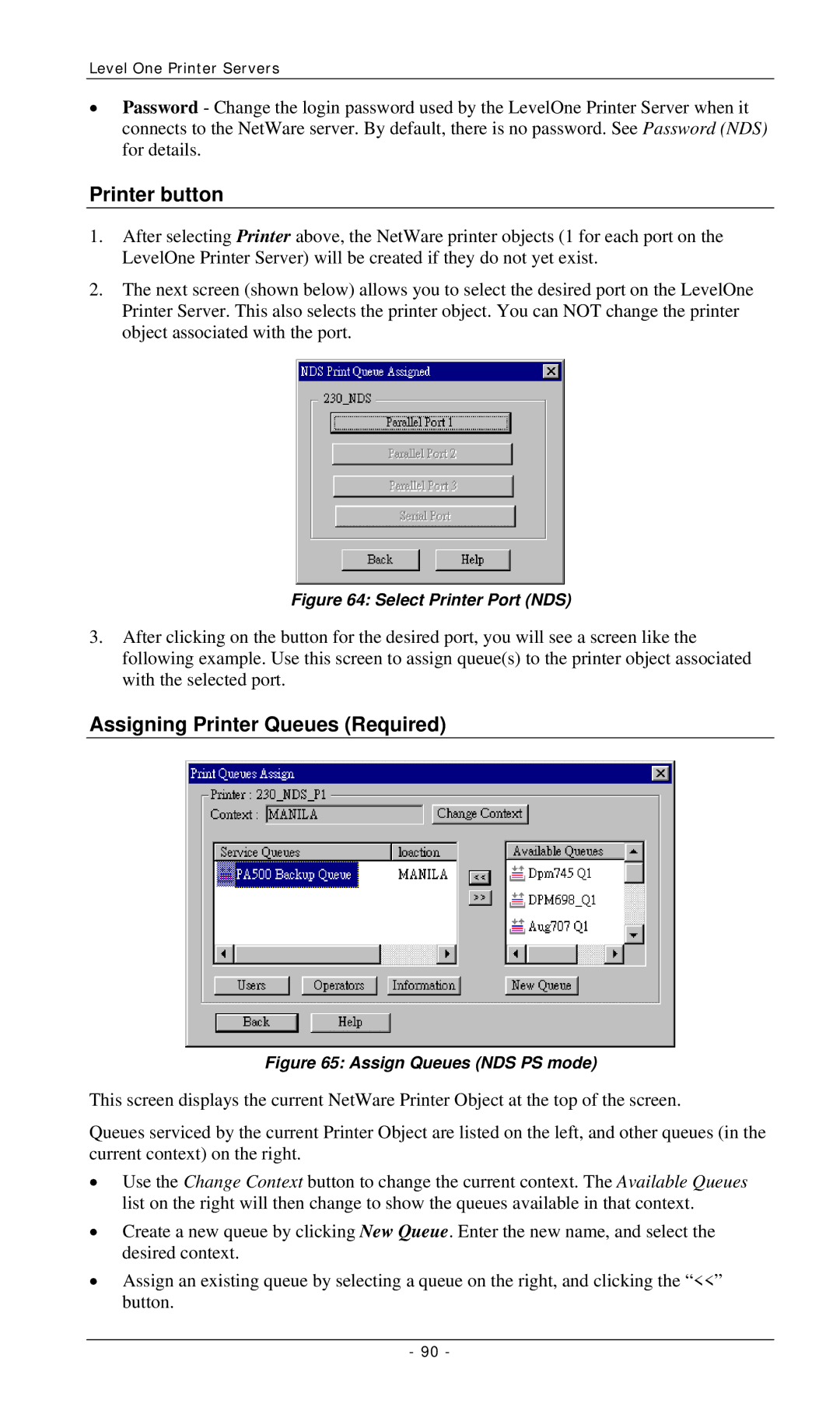 LevelOne FPS-2112, FPS-3001TXU, FPS-3002USB manual Select Printer Port NDS 