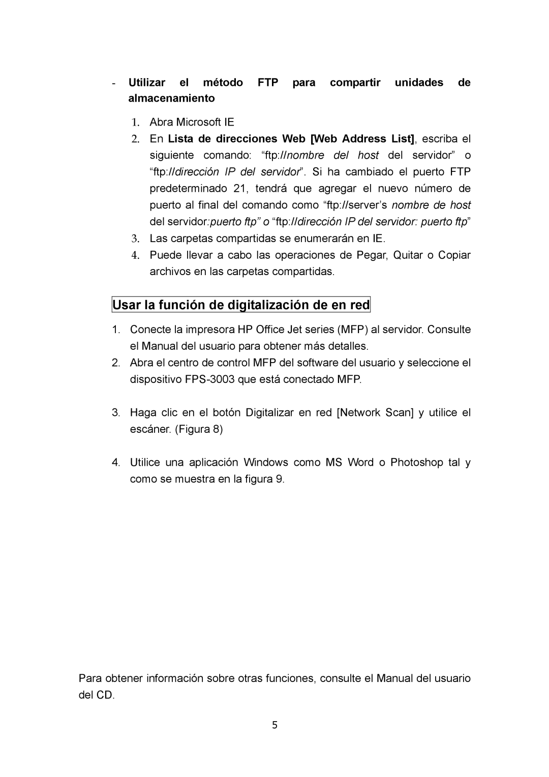 LevelOne FPS-3003 manual Usar la función de digitalización de en red 