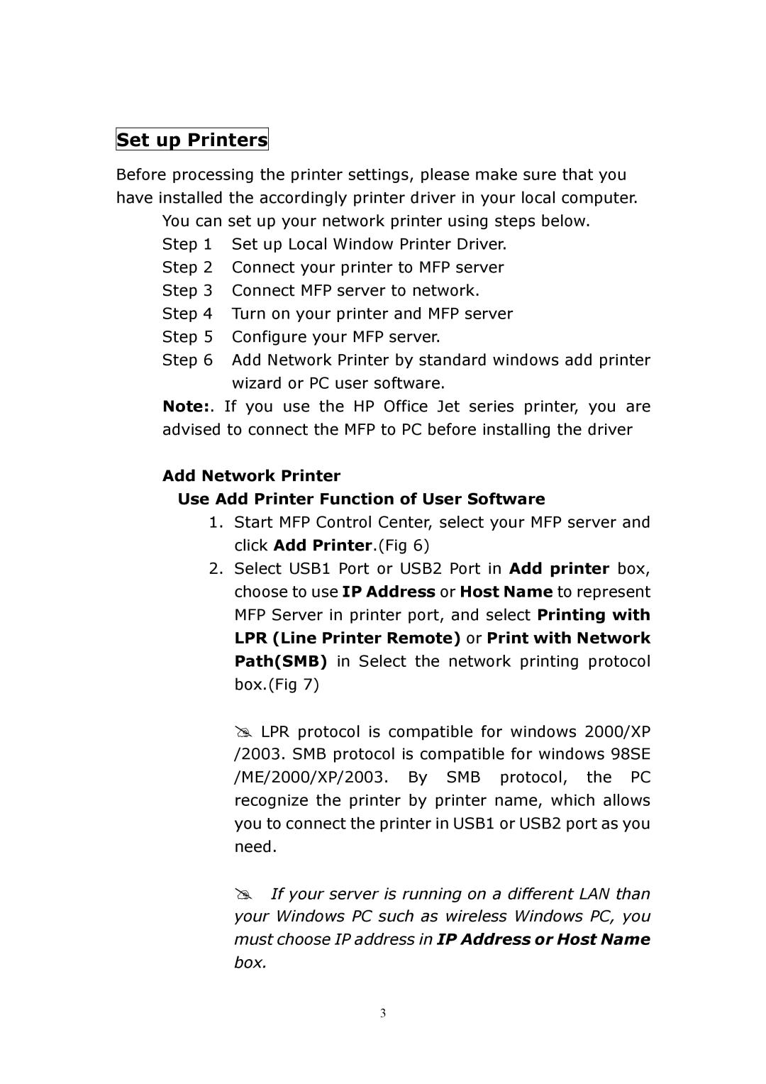 LevelOne FPS-3003 manual Set up Printers 