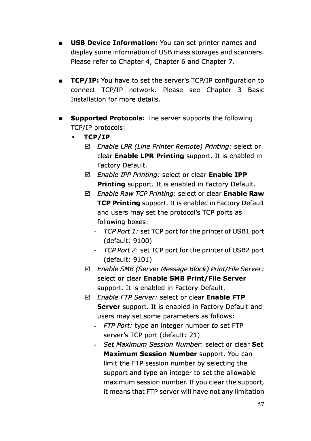 LevelOne FPS-3003 user manual Tcp/Ip 