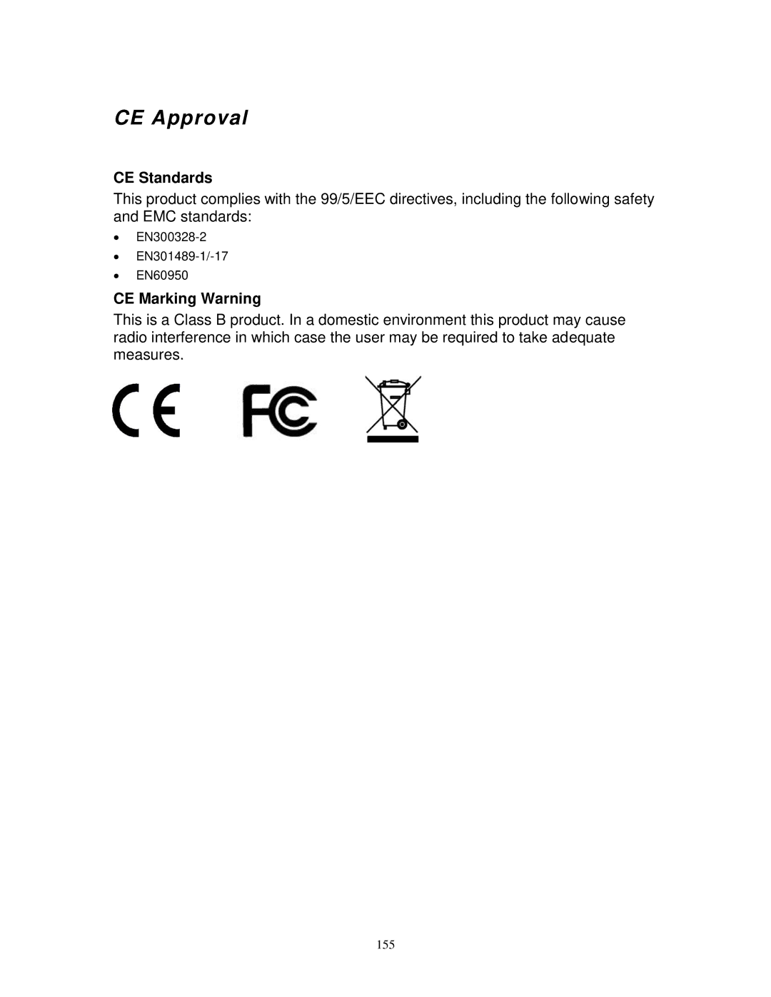 LevelOne WPS-9123, FPS-9023 user manual CE Approval, CE Standards, CE Marking Warning 